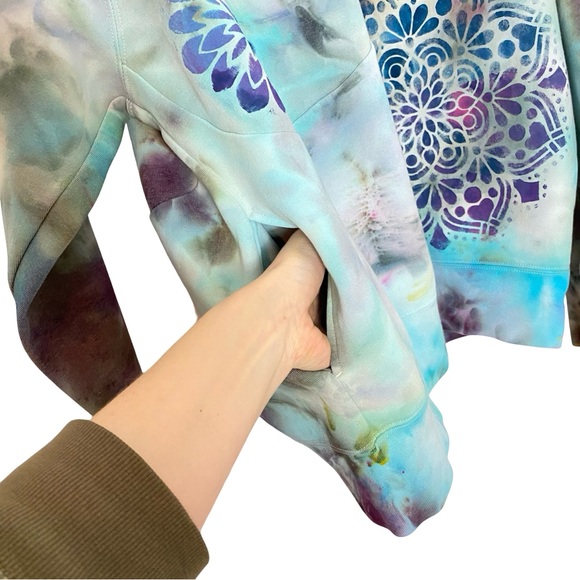 Nike Tie Dye Hoodie Sweatshirt Mens Size Large Unisex Pullover Hand Painted Blue - Picture 7 of 16